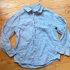 Cat & Jack Button Down Shirt Size S 6/7 Light Blue Cotton Long Sleeve